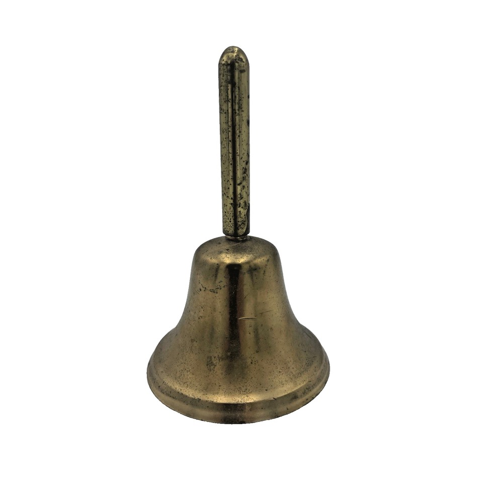 Vintage Solid Brass Heavy Hand Bell Chain Clapper‎ Ball 6" LOUD Crisp Tone